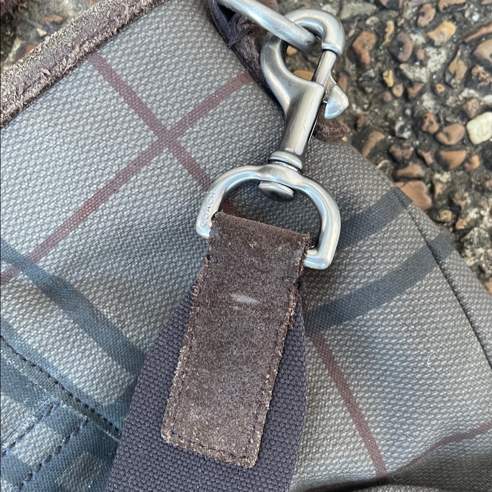 Coach D1361-F70934 Canvas W/Leather Trim Plaid Travel Bag - Picture 7 of 7